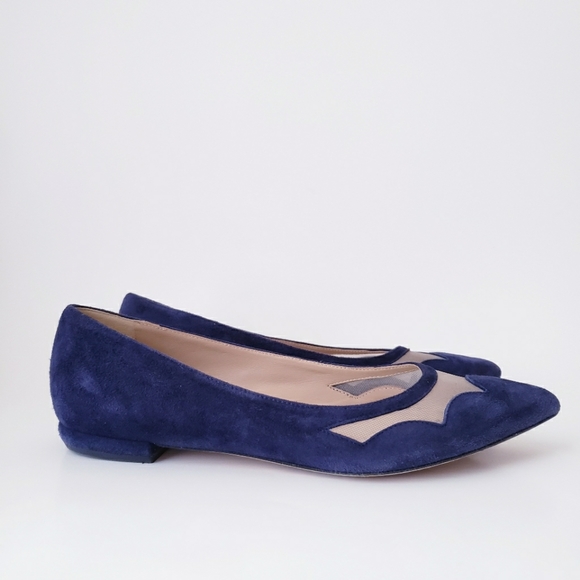 M. Gemi Blue Leather Suede Flats - Picture 3 of 16